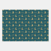 Christmas Reindeers on Purple, Navy and Teal Geschenkpapier Set (Vorderseite 3)