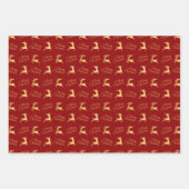 Christmas Reindeers on Red, Black and White Geschenkpapier Set (Vorderseite)