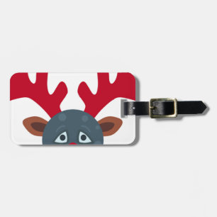Christmas-Rentier-Mond-Emoji Gepäckanhänger