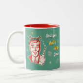 Christmas Retro 50er Holly Jolly Juice Funny Custo Zweifarbige Tasse (Links)