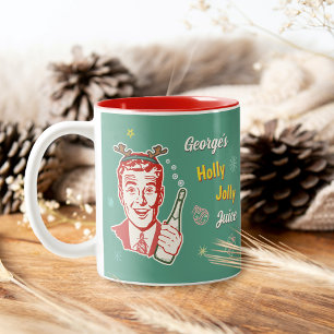 Christmas Retro 50er Holly Jolly Juice Funny Custo Zweifarbige Tasse