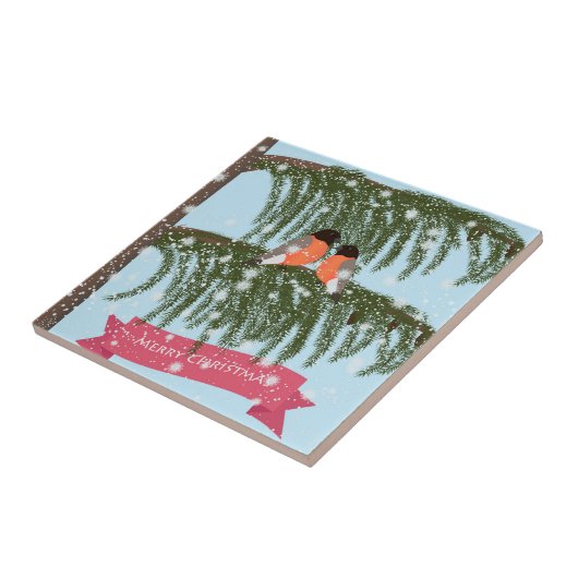Christmas , Retro , Bullfinches Fliese (Seite)