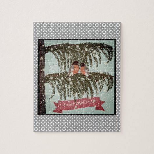 Christmas , Retro , Bullfinches Puzzle (Vertikal)