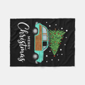 Christmas Retro Car With Christmas Tree - Merry Me Fleecedecke (Vorderseite (Horizontal))
