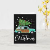 Christmas Retro Car With Christmas Tree - Merry Me Karte (Gelbe Blume)