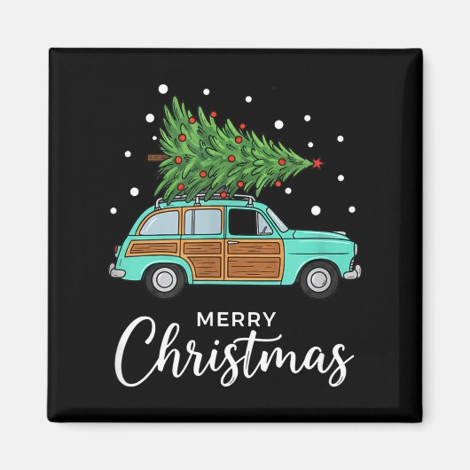 Christmas Retro Car With Christmas Tree - Merry Me Magnet (Vorne)