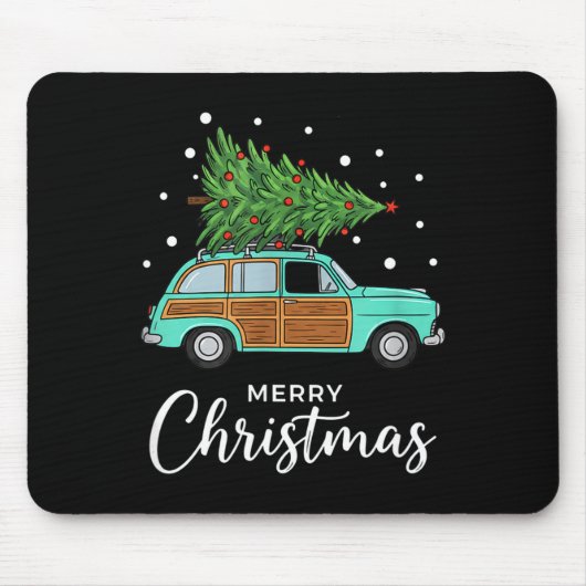 Christmas Retro Car With Christmas Tree - Merry Me Mousepad (Vorne)