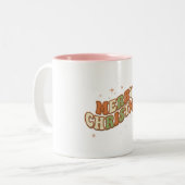 Christmas Retro Groovy Message Zweifarbige Tasse (Vorderseite Links)