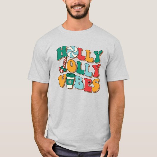 Christmas Retro Holly Jolly Vibes T - Shirt (Vorderseite)