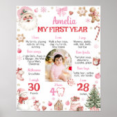 Christmas Retro Santa Birthday Milestone Photo Poster (Vorne)