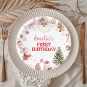 Christmas Retro Santa Birthday Paper Plates Pappteller