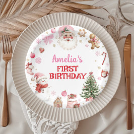 Christmas Retro Santa Birthday Paper Plates Pappteller