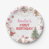 Christmas Retro Santa Birthday Paper Plates Pappteller (Vorderseite)