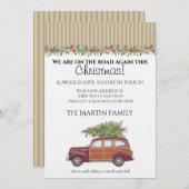 Christmas Retro Station Wagon Einladung (Vorne/Hinten)