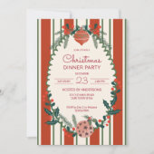 Christmas retro stripes grandmilenial dinner party einladung (Vorderseite)