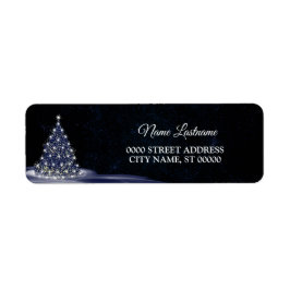 Christmas Return Address Blue Tree Winter Navy