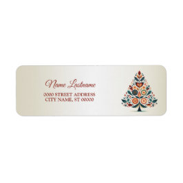 Christmas Return Address Colorful Tree Folk Art