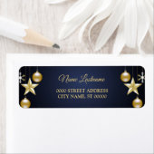 Christmas Return Address Golden Ornament Navy Blue (Insitu)