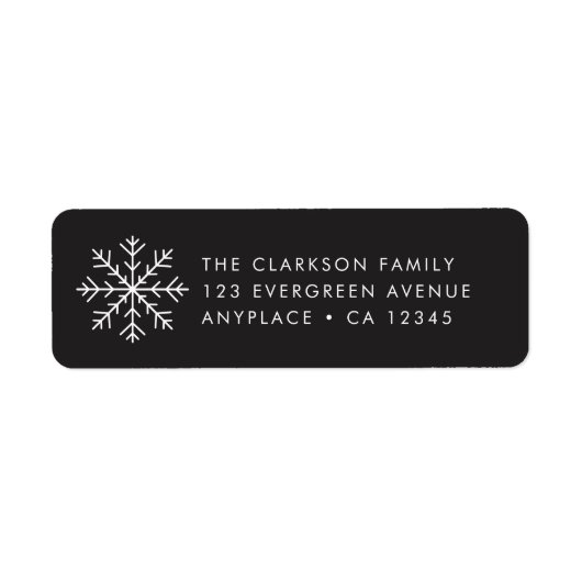 Christmas Return Address Label | Black Snowflake (Vorne)