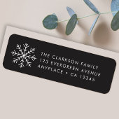 Christmas Return Address Label | Black Snowflake