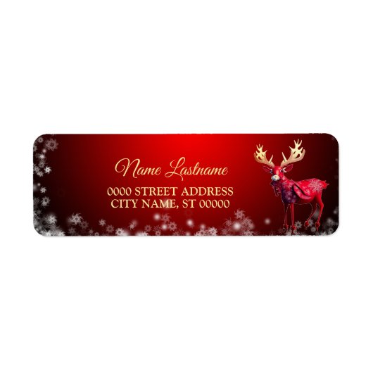 Christmas Return Address Red Reindeer Winter (Vorne)