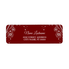 Christmas Return Address Red White Stars Elegant