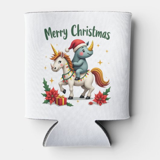 Christmas Rhino Merry Christmas Unicorn Rhino T-Sh Dosenkühler (Vorderseite)
