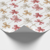 Christmas Ribbon Grid Pattern Geschenkpapier (Ecke)