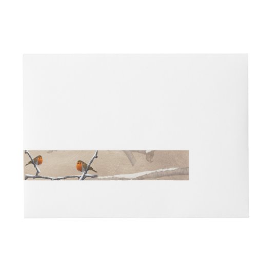 Christmas Robin Bird Wrap rund um das Adressetiket Rundum-Adressaufkleber (Vorderseite)
