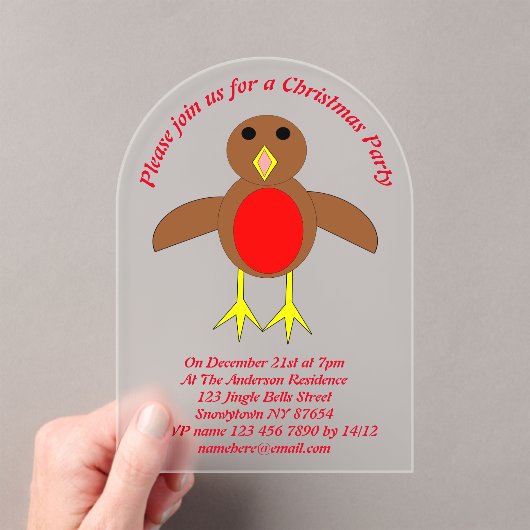 Christmas Robin Custom Acryleinladungen (Insitu (Handheld))