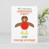 Christmas Robin Custom Party lädt ein Einladung (Stehend Vorderseite)
