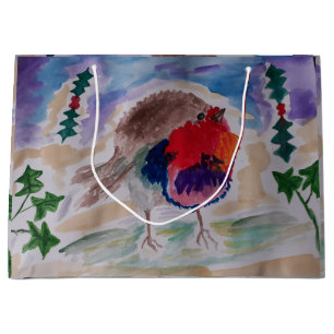 Christmas Robin Gift Bag Große Geschenktüte