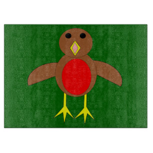 Christmas Robin Glass Cutting Board Schneidebrett
