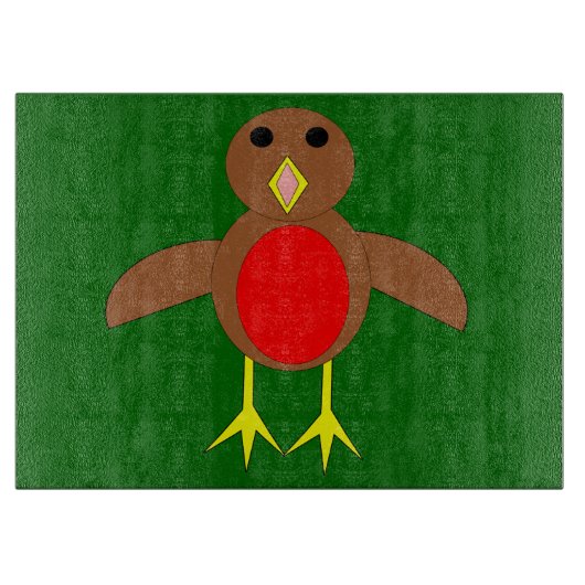 Christmas Robin Glass Cutting Board Schneidebrett (Vorderseite)