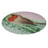 Christmas Robin Hand bemalt Schneidebrett (Ecke)
