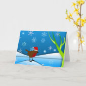 Christmas Robin Karte (Gelbe Blume)