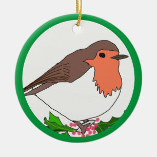 Christmas Robin Keramik Ornament