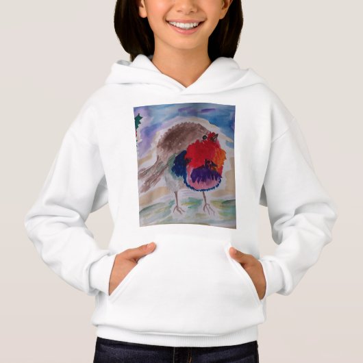 Christmas Robin Kids Hoodie (Vorderseite)