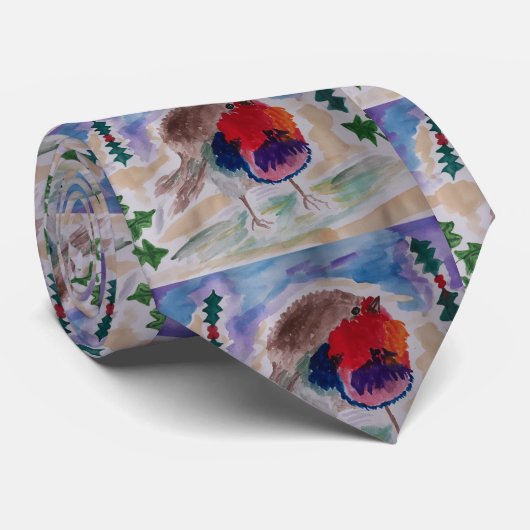 Christmas Robin Krawatte (Gerollt)