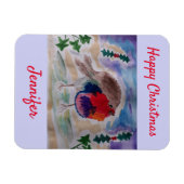 Christmas Robin Personalisiert Magnet (Horizontal)