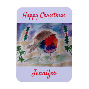 Christmas Robin Personalisiert Magnet