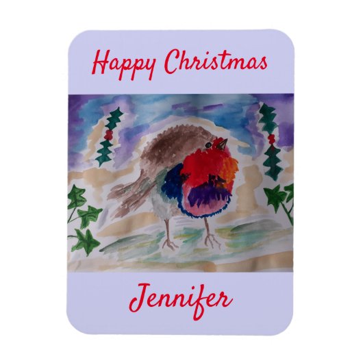 Christmas Robin Personalisiert Magnet (Vertikal)
