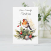 Christmas Robin Pine Baubles Karte (Stehend Vorderseite)