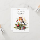 Christmas Robin Pine Baubles Karte (Vorderseite/Rückseite Beispiel)