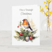 Christmas Robin Pine Baubles Karte (Gelbe Blume)