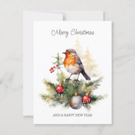 Christmas Robin Pine Baubles Postkarte