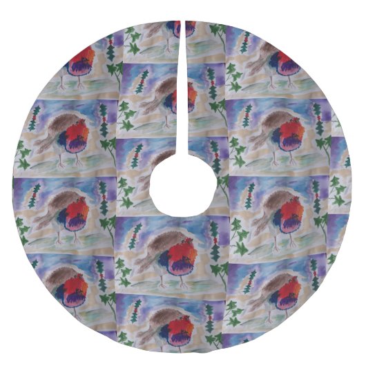 Christmas Robin Polyester Weihnachtsbaumdecke (Vorderseite)