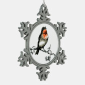 Christmas Robin Schneeflocken Zinn-Ornament (Links)