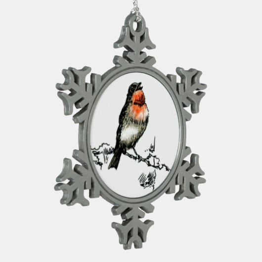 Christmas Robin Schneeflocken Zinn-Ornament (Links)