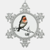 Christmas Robin Schneeflocken Zinn-Ornament (Vorderseite)